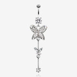 Precious Butterfly Sparkle Belly Ring-Clear Gem