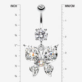 Detail View 1 of Luminous Butterfly Glam Belly Button Ring-Clear Gem