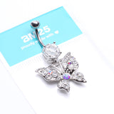 Detail View 4 of Luminous Butterfly Glam Belly Button Ring-Clear Gem