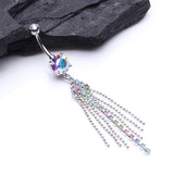 Detail View 2 of Sparkle Showers Belly Button Ring-Aurora Borealis