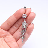 Detail View 3 of Sparkle Showers Belly Button Ring-Clear Gem