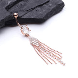 Detail View 2 of Rose Gold Sparkle Showers Belly Button Ring-Clear Gem