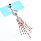 Detail View 4 of Rose Gold Sparkle Showers Belly Button Ring-Clear Gem