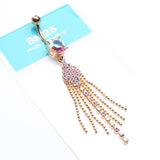 Detail View 4 of Golden Sparkle Showers Belly Button Ring-Aurora Borealis