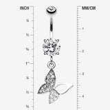 Detail View 1 of Butterfly Allure Multi-Gem Belly Button Ring-Clear Gem