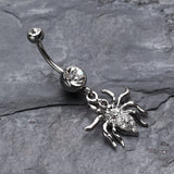 Detail View 2 of Venom Spider Multi-Gem Belly Button Ring-Clear Gem