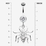 Detail View 1 of Venom Spider Multi-Gem Belly Button Ring-Clear Gem
