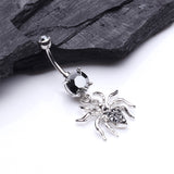 Detail View 2 of Venom Spider Multi-Gem Belly Button Ring-Hematite
