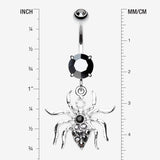 Detail View 1 of Venom Spider Multi-Gem Belly Button Ring-Hematite