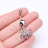 Detail View 3 of Venom Spider Multi-Gem Belly Button Ring-Hematite