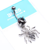Detail View 4 of Venom Spider Multi-Gem Belly Button Ring-Hematite