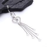 Detail View 2 of Heart Crystalline Star Falls Belly Button Ring-Clear Gem