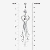 Detail View 1 of Heart Crystalline Star Falls Belly Button Ring-Clear Gem