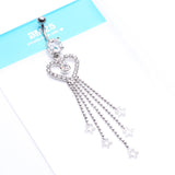 Detail View 4 of Heart Crystalline Star Falls Belly Button Ring-Clear Gem