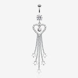 Heart Crystalline Star Falls Belly Button Ring
