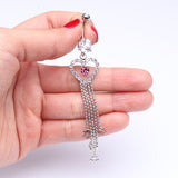 Detail View 3 of Heart Crystalline Star Falls Belly Button Ring-Light Pink