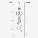 Detail View 1 of Heart Crystalline Star Falls Belly Button Ring-Light Pink