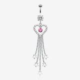 Heart Crystalline Star Falls Belly Button Ring