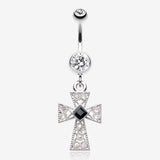 Iron Cross Diamante Sparkle Belly Button Ring