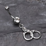 Detail View 2 of Handcuff Sparkle Belly Ring-Clear Gem