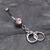 Detail View 2 of Handcuff Sparkle Belly Ring-Light Pink