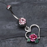 Detail View 2 of Heart Rose Belly Ring-Light Pink