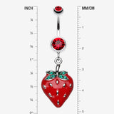 Detail View 1 of Vibrant Strawberry Dangle Belly Ring-Red