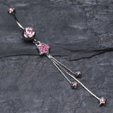 Detail View 2 of Delicate Star Sparkles Belly Ring-Light Pink
