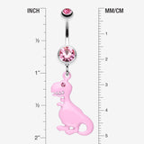 Vibrant Dinosaur Belly Ring-Light Pink