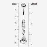 Detail View 1 of Sparkly Gem Droplet Belly Ring-Clear Gem