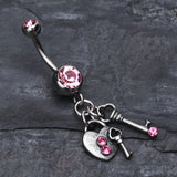 Detail View 2 of Love Lock Down Belly Button Ring-Light Pink