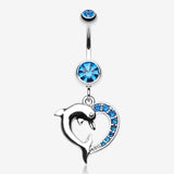 Enchanting Heart Dolphin Belly Button Ring