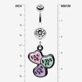 Detail View 1 of Triple Heart Statement Belly Ring-Clear Gem