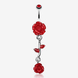 Shimmering Rose Vine Belly Ring