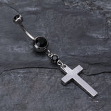 Detail View 2 of Classic Cross Belly Ring-Black