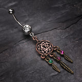 Detail View 2 of Majestic Elegance Dream Catcher Belly Ring-Clear Gem