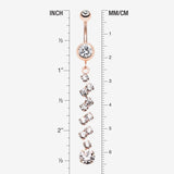 Detail View 1 of Rose Gold Journey Tier Sparkle Belly Button Ring-Clear Gem