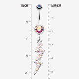 Detail View 1 of Lightning Bolt Radiance Belly Button Ring-Aurora Borealis