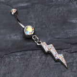 Detail View 2 of Lightning Bolt Radiance Belly Button Ring-Aurora Borealis