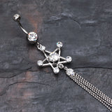 Detail View 2 of Bright Points Star Belly Button Ring-Clear Gem