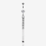 Sparkling Gem Chain Tassel Belly Ring