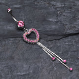 Detail View 2 of Classy Heart Cascading Belly Button Ring-Light Pink