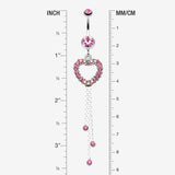 Detail View 1 of Classy Heart Cascading Belly Button Ring-Light Pink