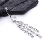 Detail View 2 of Shimmering Chandelier Belly Ring-Clear Gem
