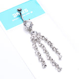 Detail View 4 of Shimmering Chandelier Belly Ring-Clear Gem