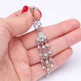 Detail View 3 of Shimmering Chandelier Belly Ring-Clear Gem