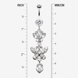 Detail View 1 of Jeweled Butterflies Belly Button Rings-Clear Gem