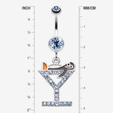Detail View 1 of Happy Penguin Hour Martini Belly Button Ring-Light Blue