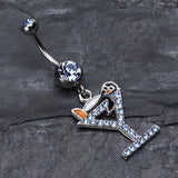 Detail View 2 of Happy Penguin Hour Martini Belly Button Ring-Light Blue