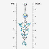 Detail View 1 of Glam Butterfly Fall Fancy Belly Ring-Aqua/Aurora Borealis